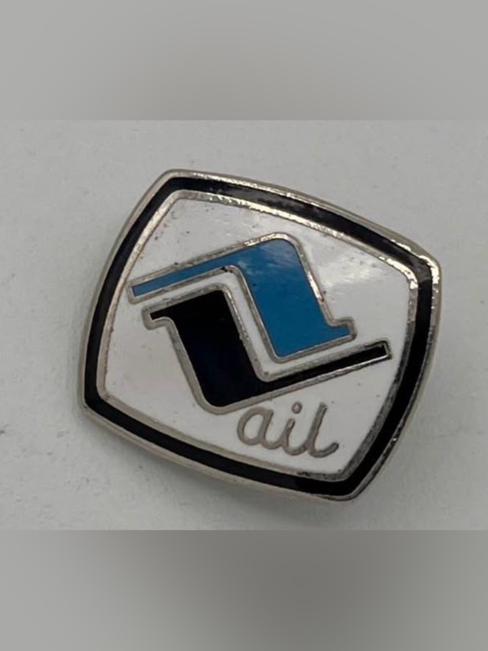 Vintage Vail Ski Resort Lapel Pin Badge Square White Blue Black Silver Colorado